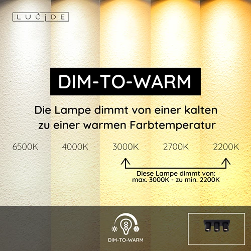 Lucide NIGEL - Deckenstrahler - LED Dim to warm - GU10 - 3x5W 2200K/3000K - Schwarz - USP